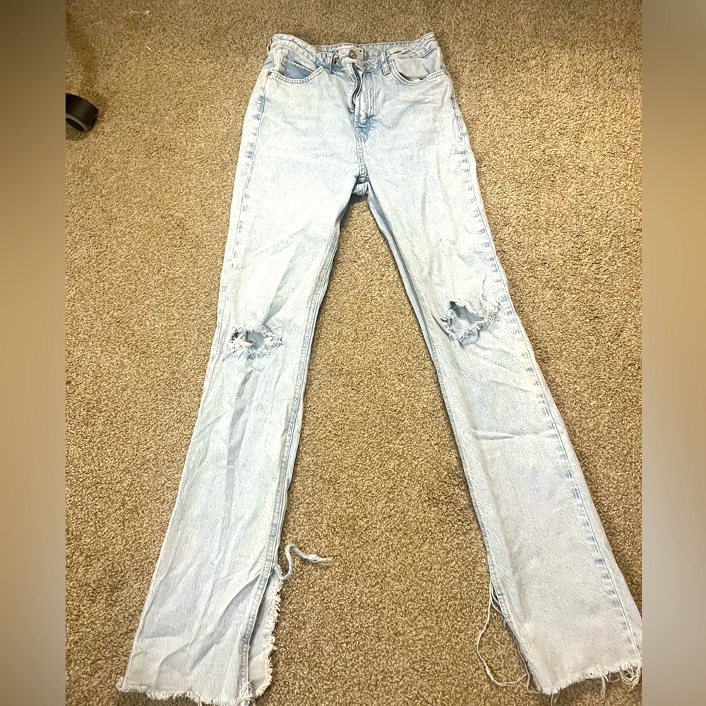 Zara split ankle light wash jeans